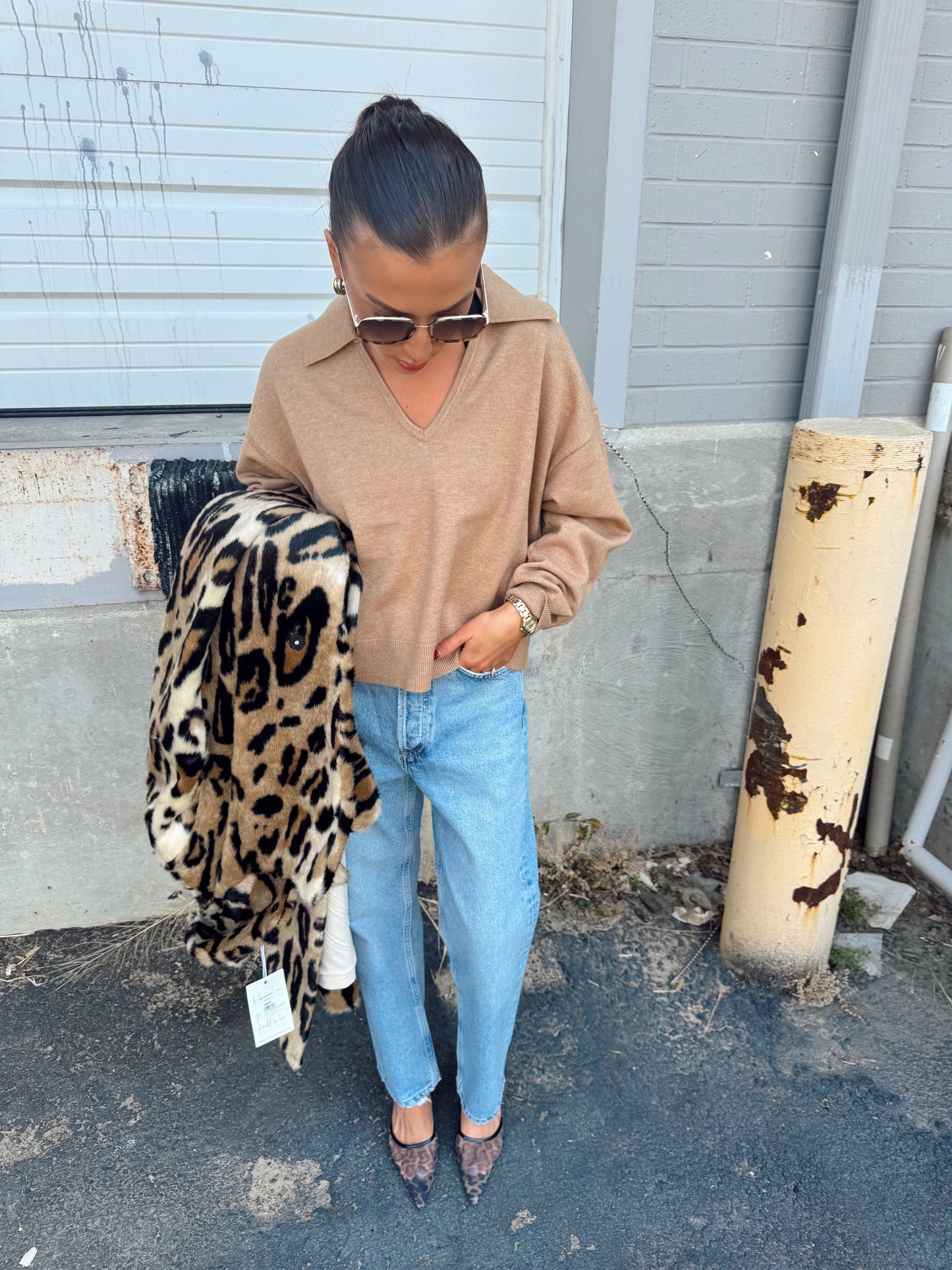SLOAN KNIT COLLARED PULLOVER