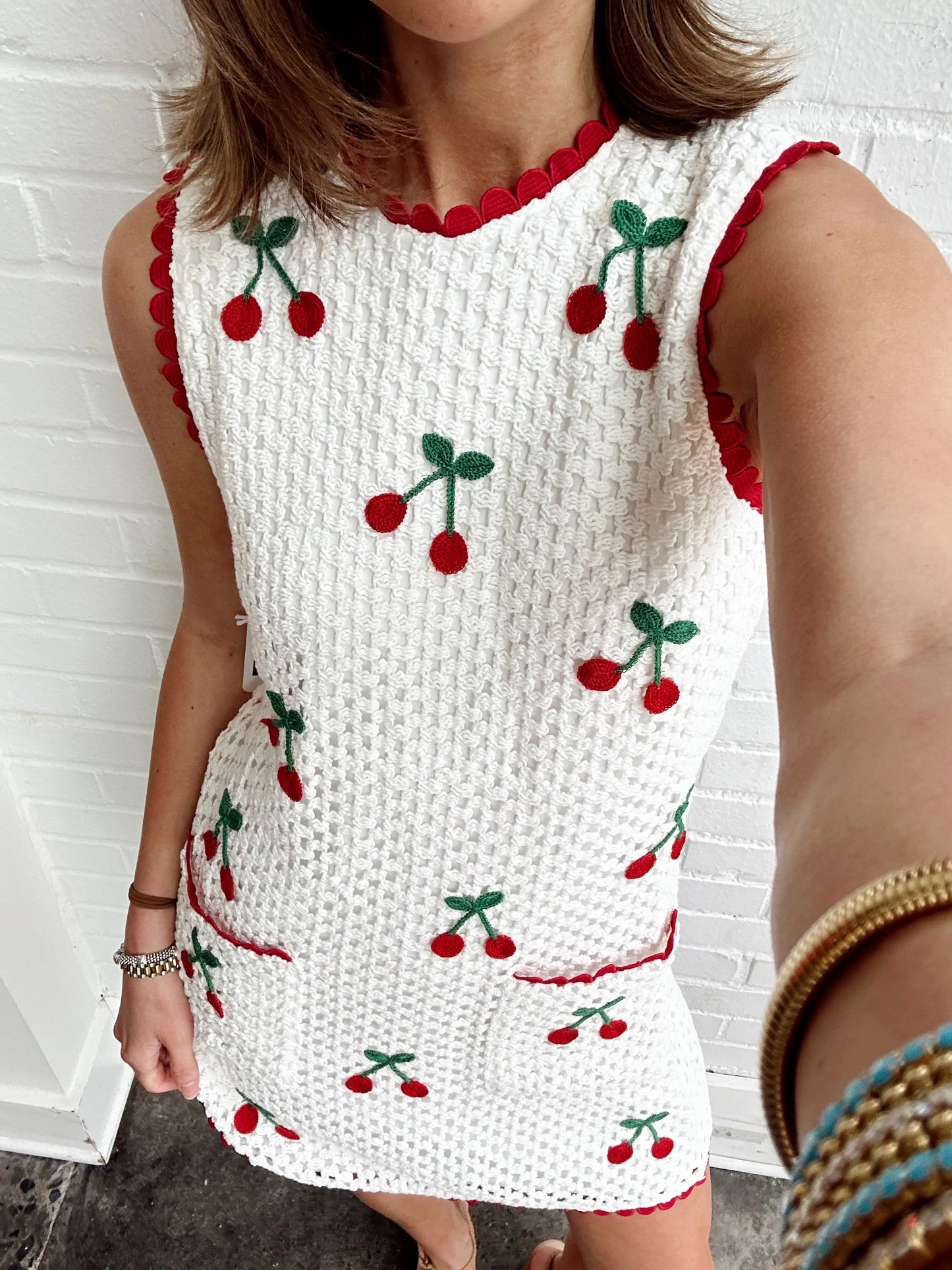 WYNN CHERRY CROCHET MINI DRESS
