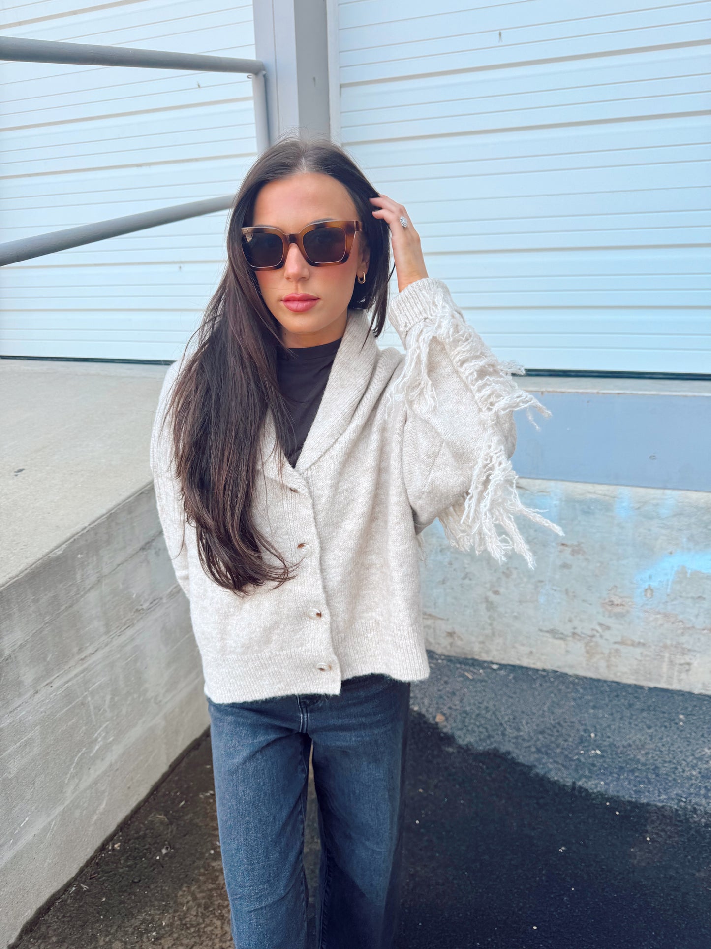 FRINGE DETAIL CARDIGAN SWEATER