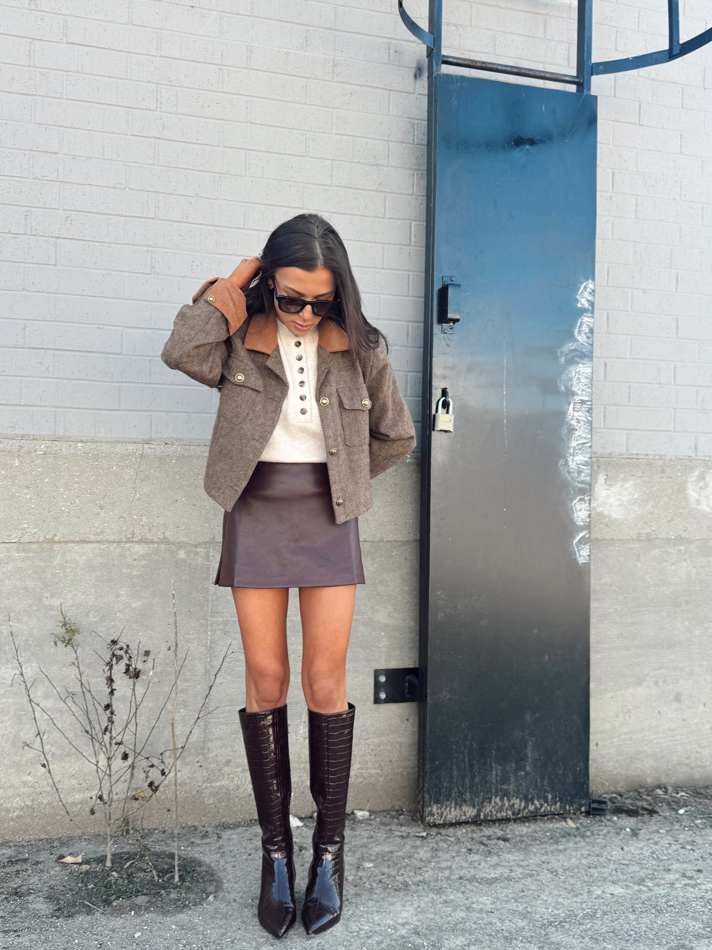 FAUX LEATHER MINI SKORT