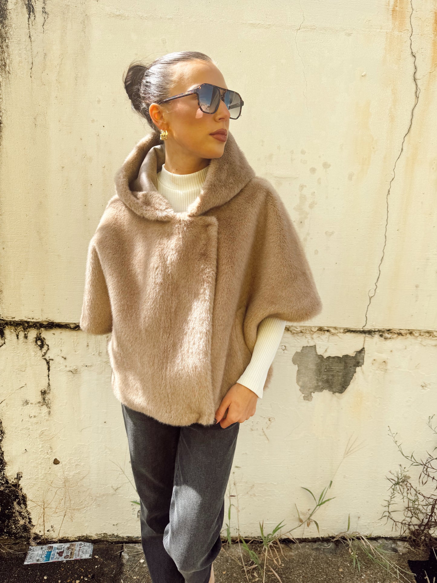 FUR HOODED VEST