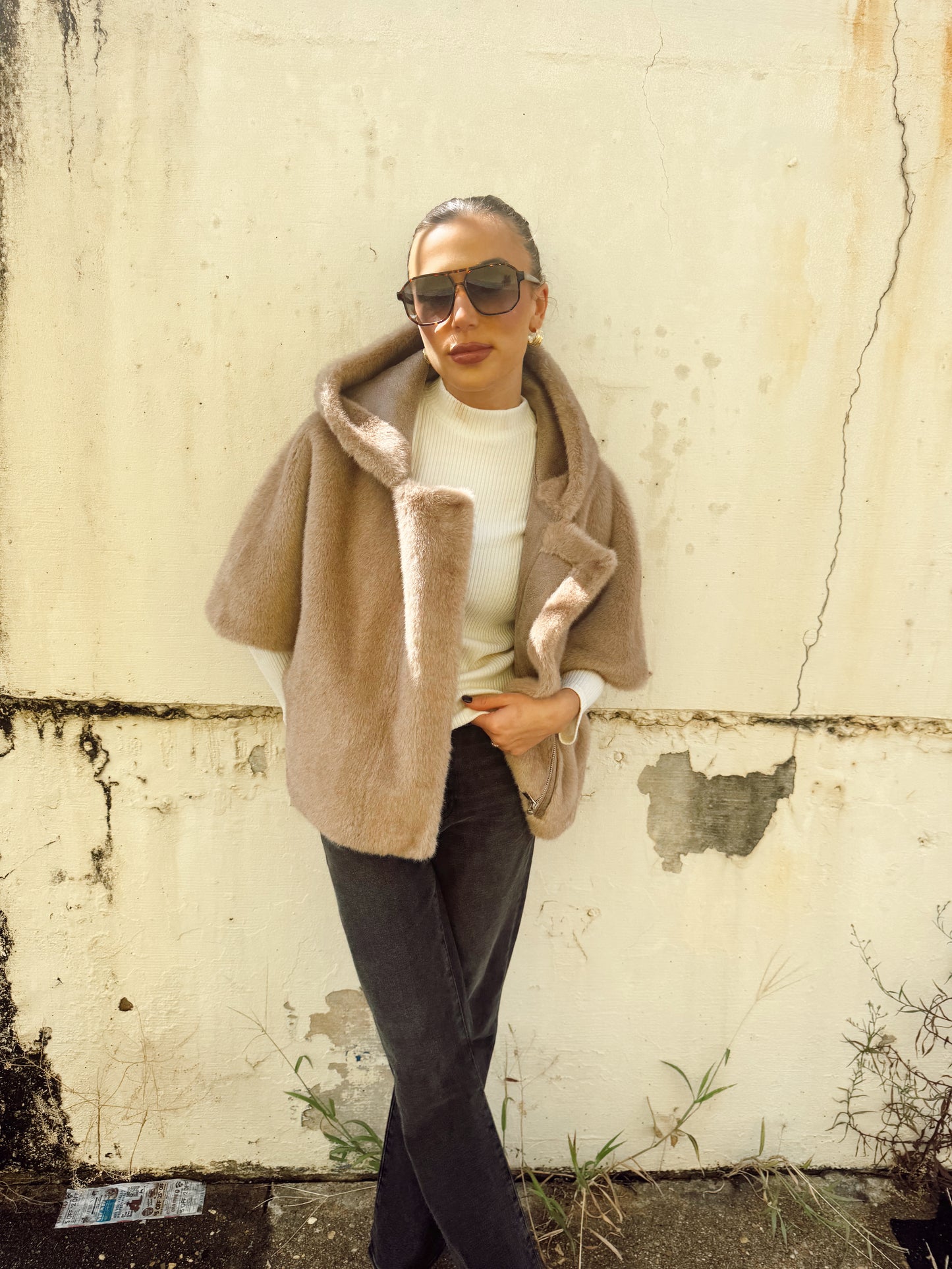 FUR HOODED VEST