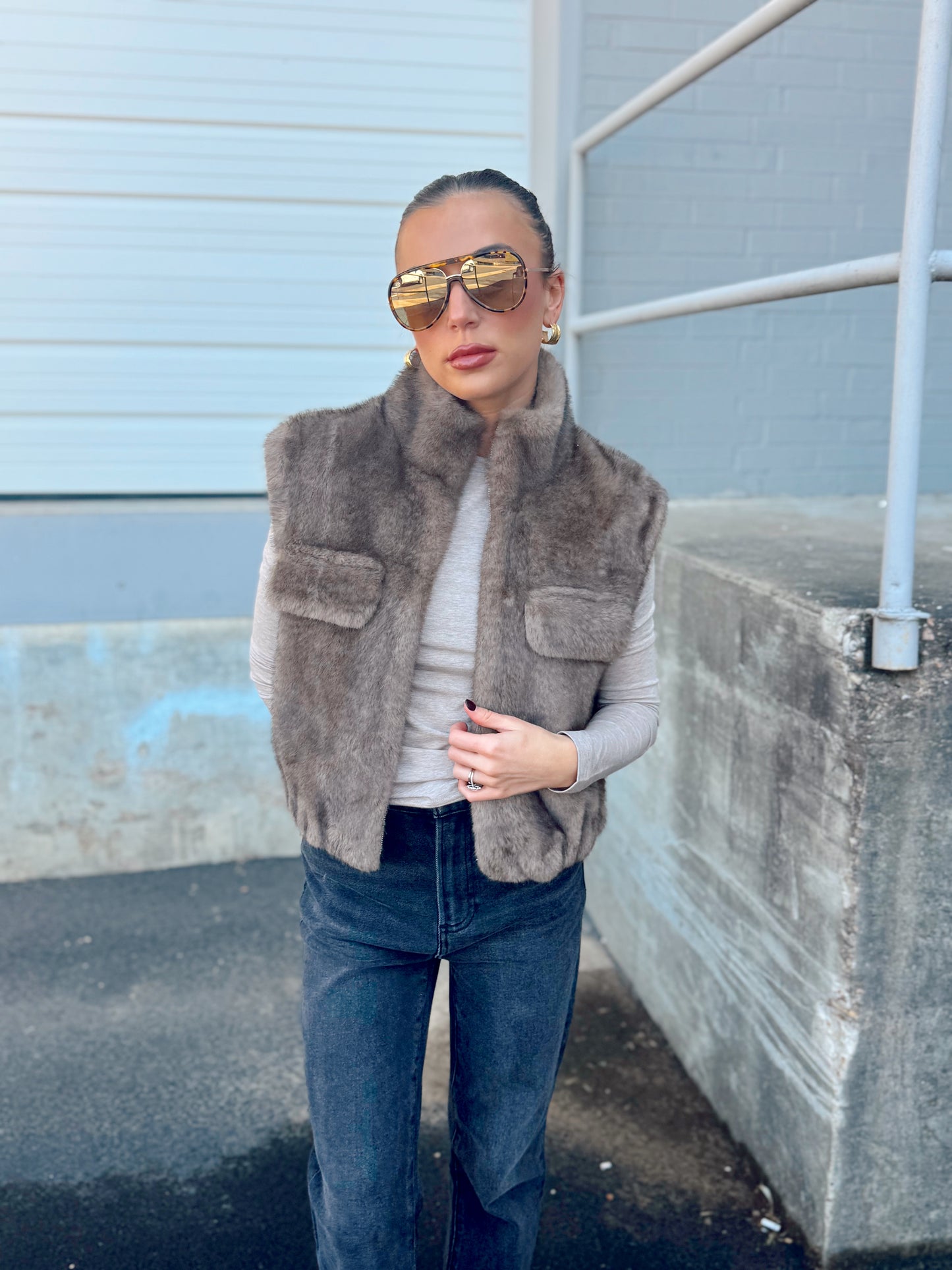 MOCHA FUR VEST