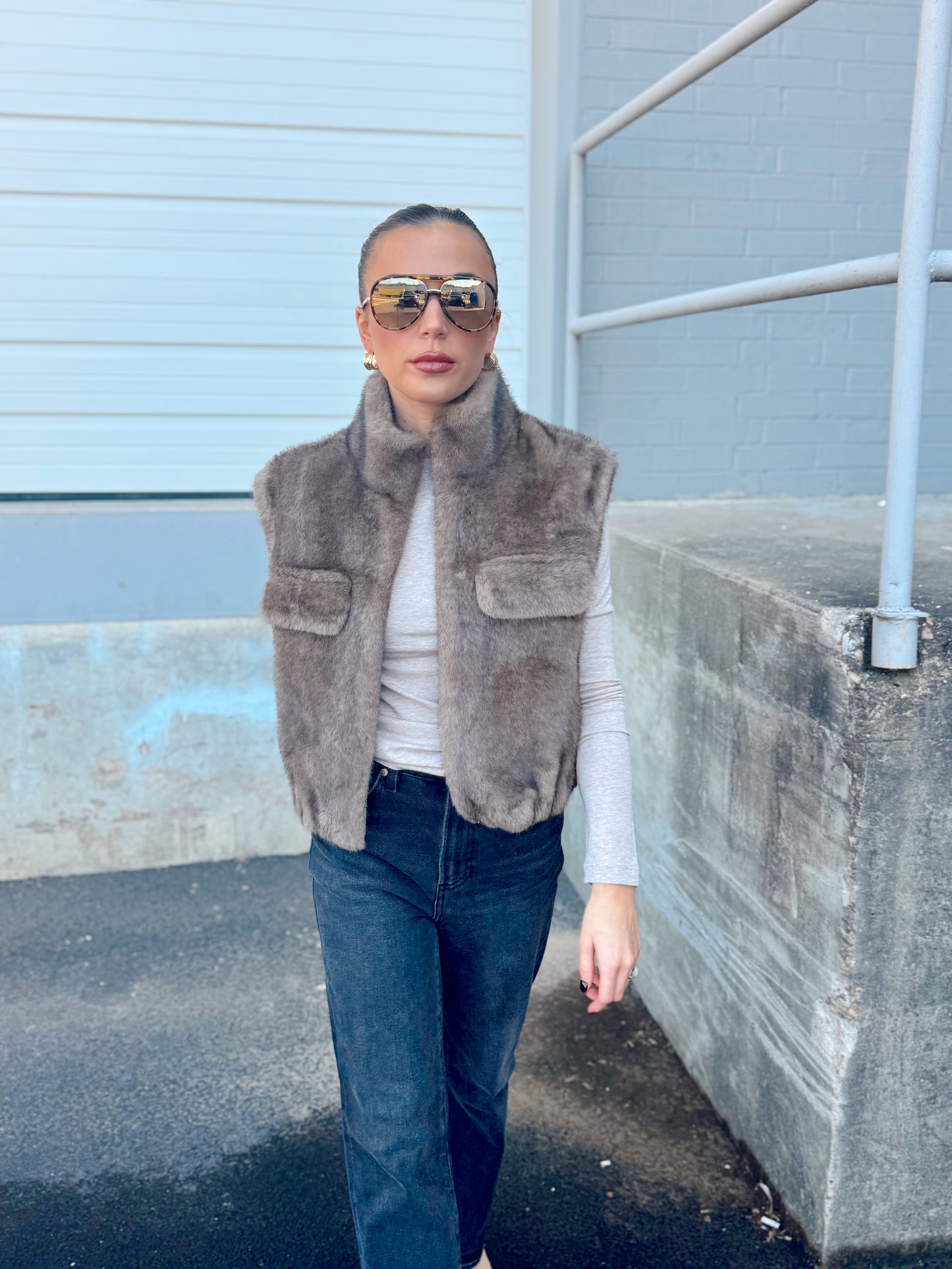 MOCHA FUR VEST
