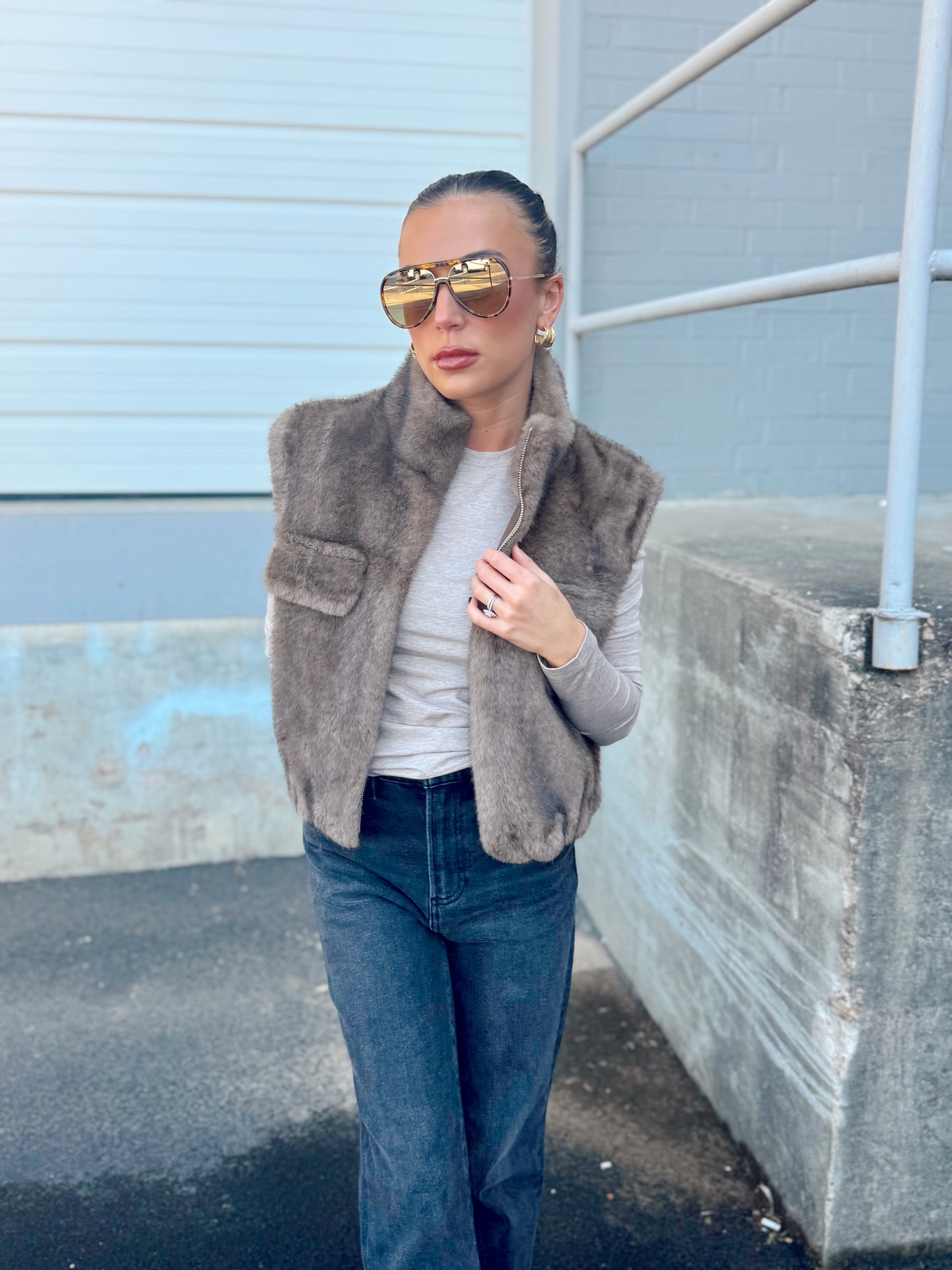 MOCHA FUR VEST