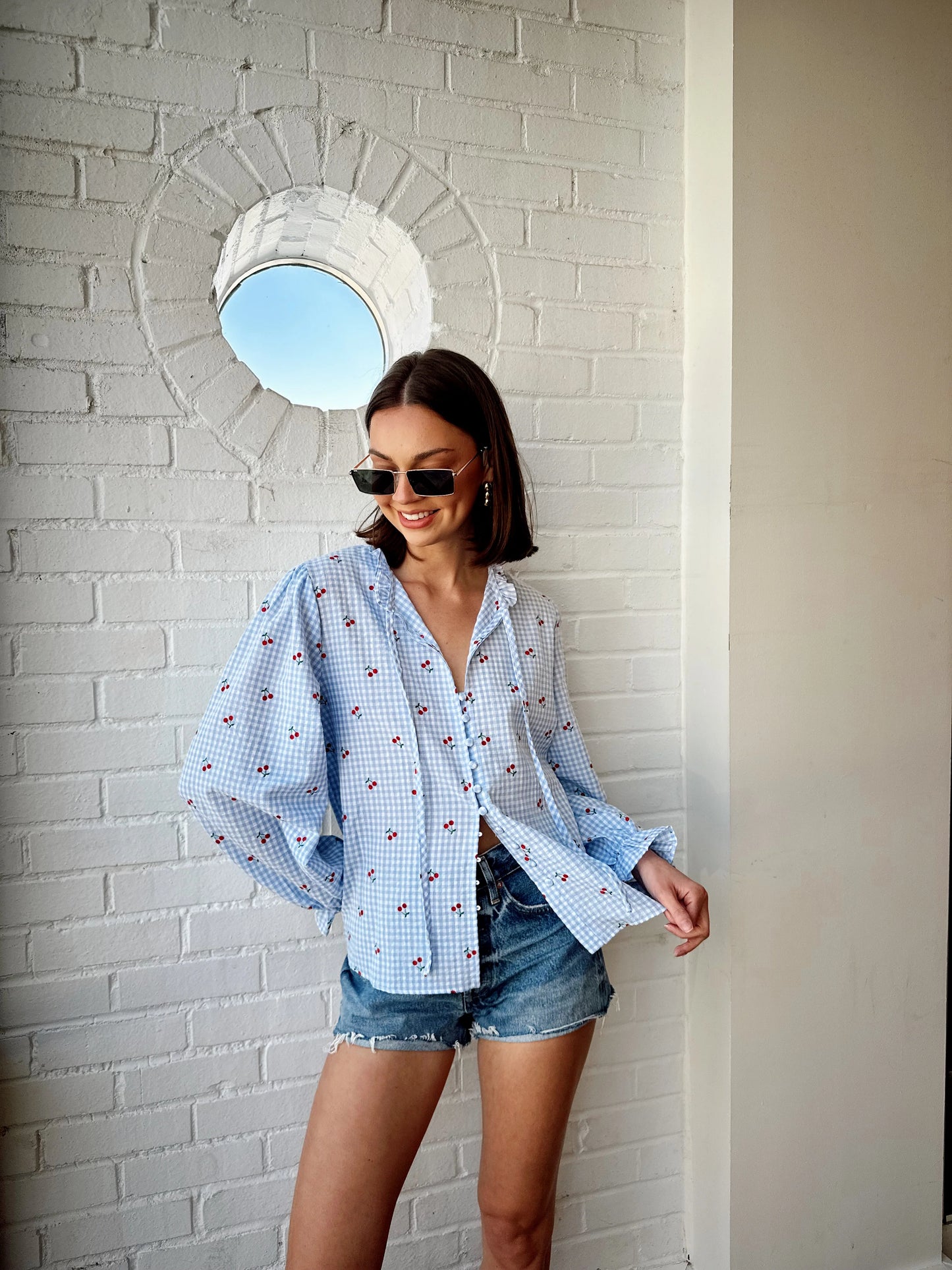 CHERRY CHECK BLOUSE