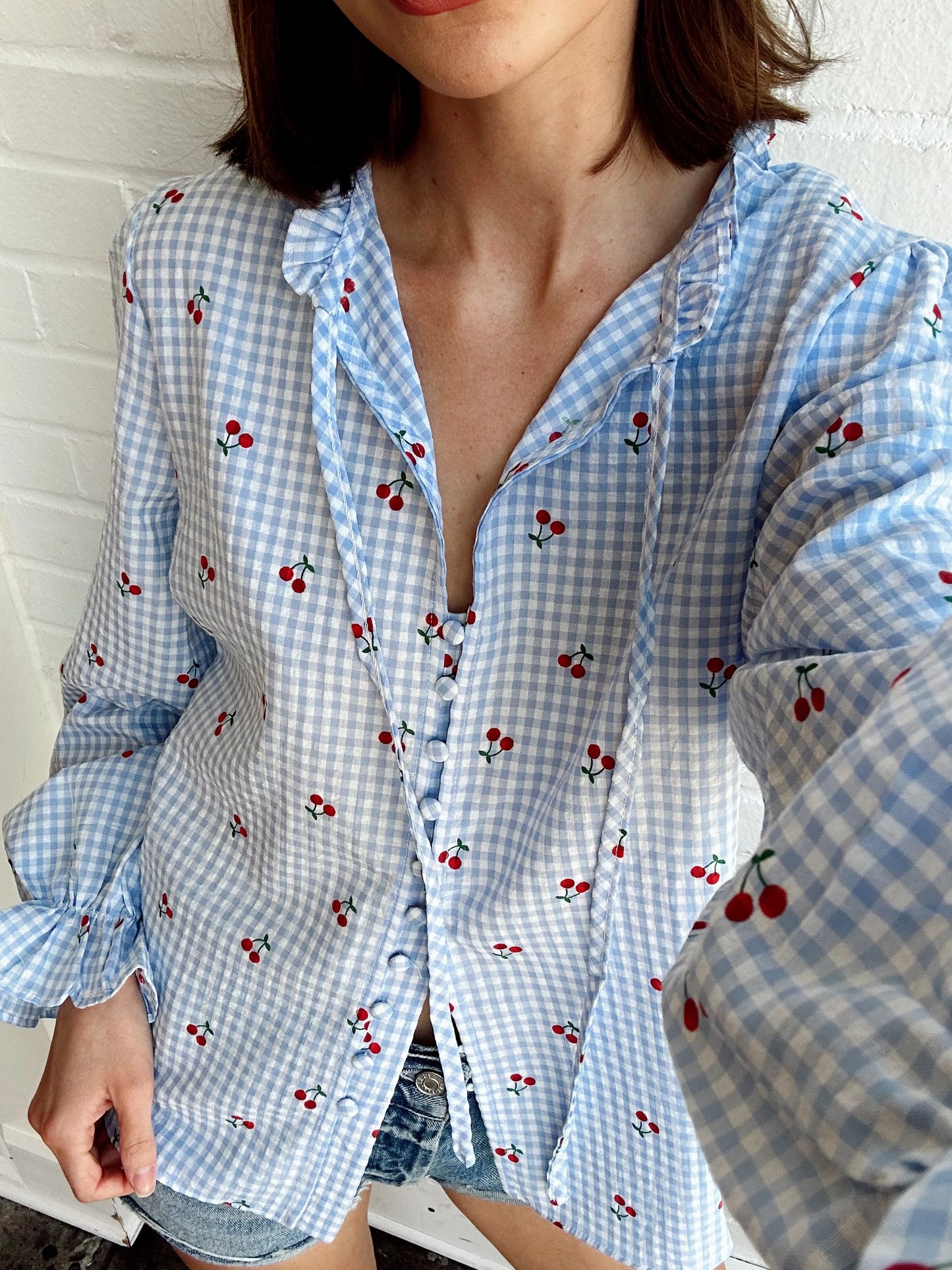 CHERRY CHECK BLOUSE