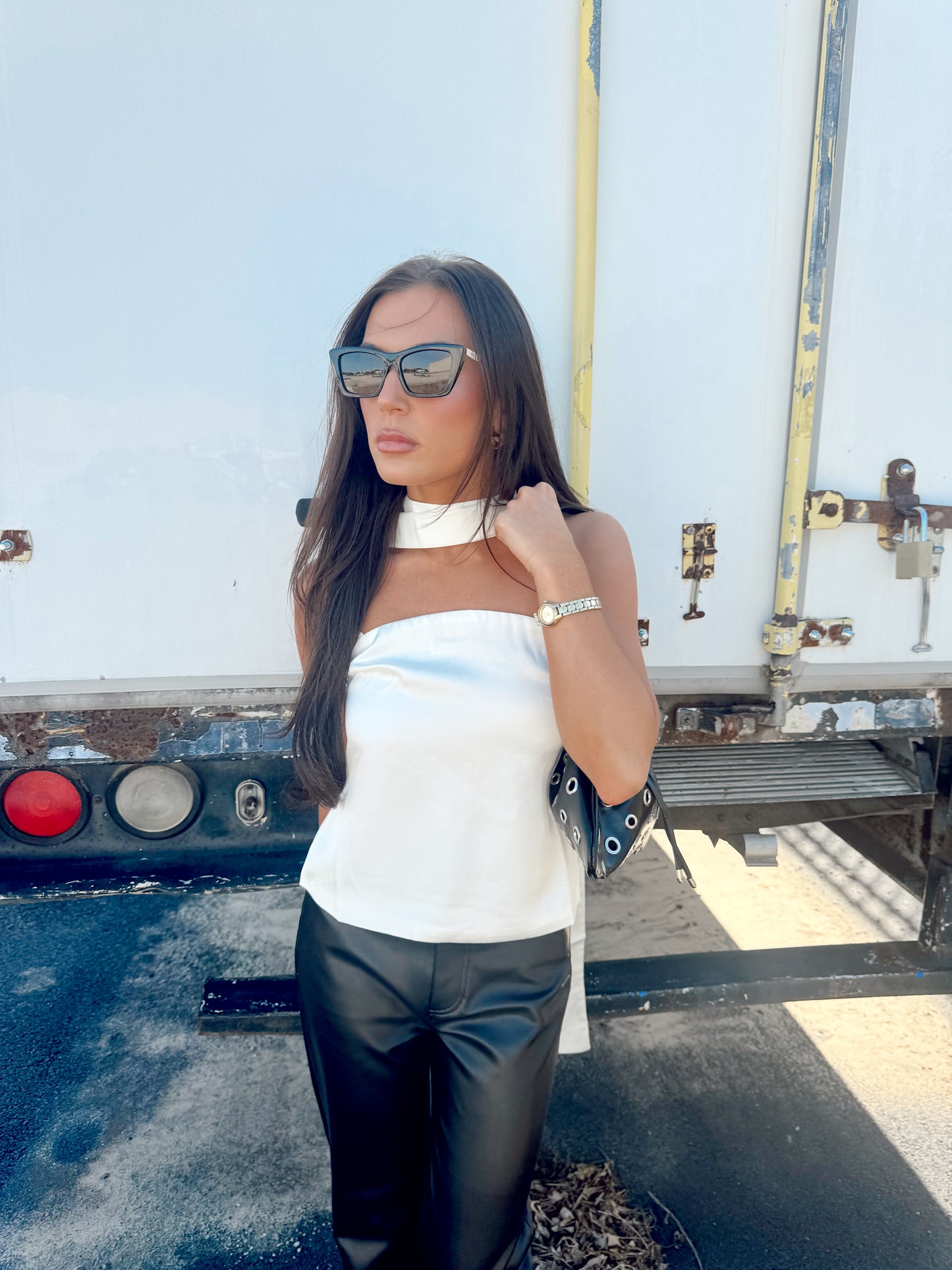 HAILEY SATIN SCARF TOP