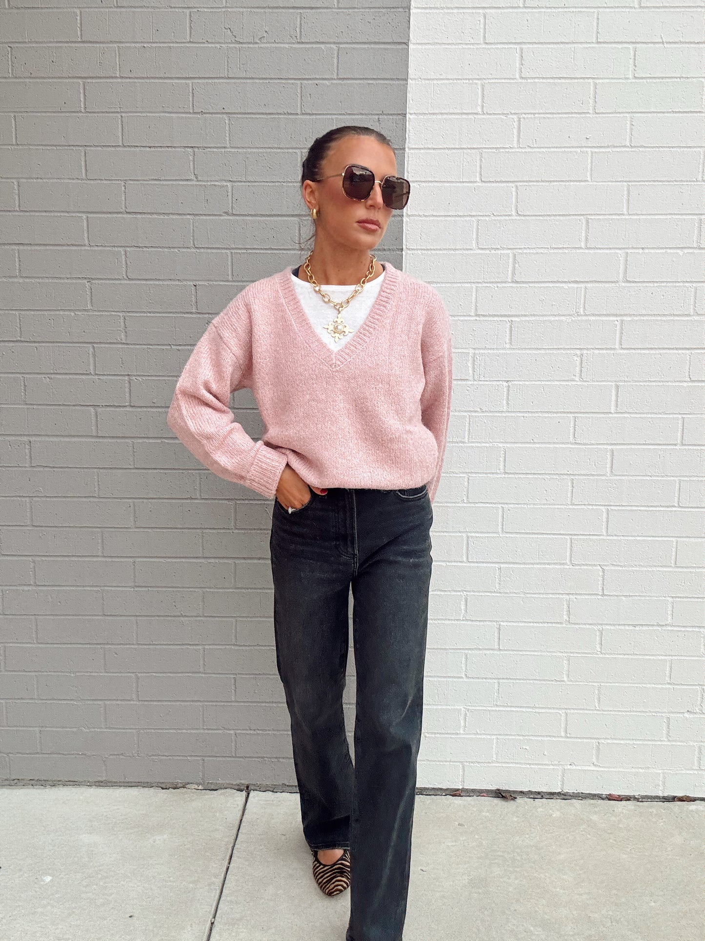 SIENNA FUZZY DOUBLE LAYER SWEATER