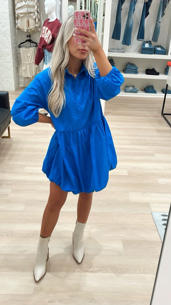 BUBBLE HEM SHIRT DRESS