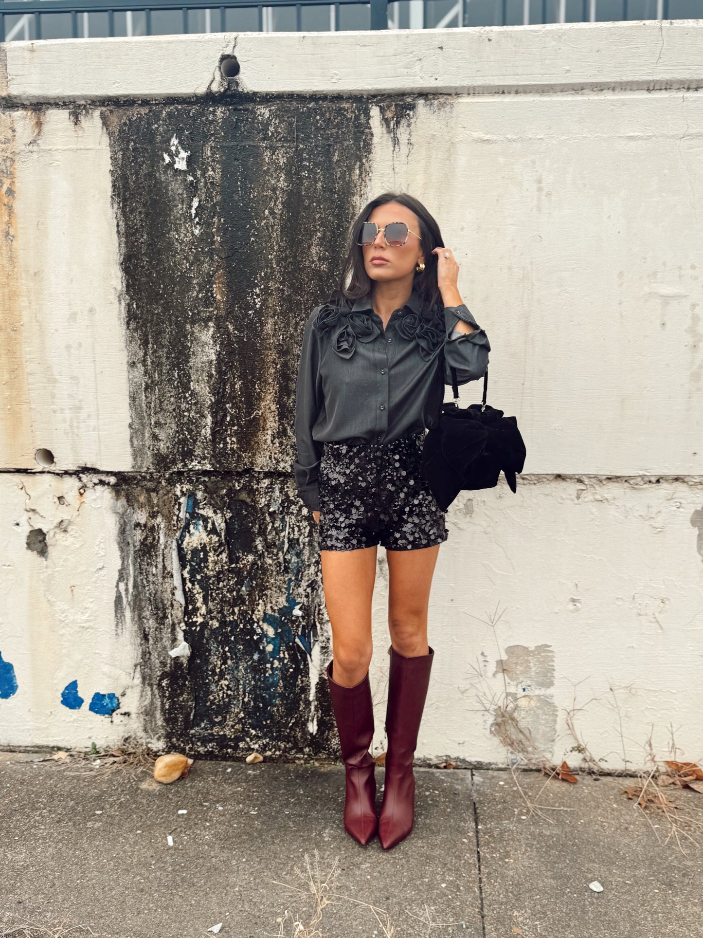 IVAN 3D FLOWER DENIM SHIRT