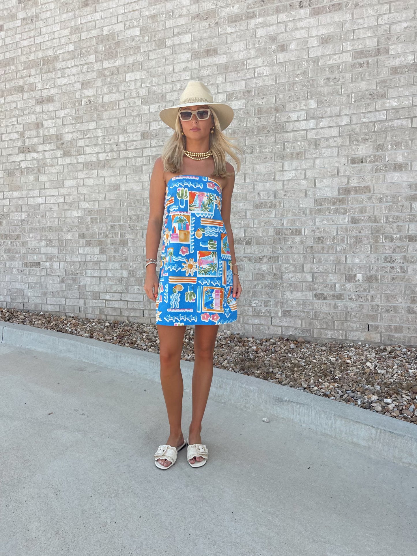 SANTORINI BUSTIER BOW DRESS