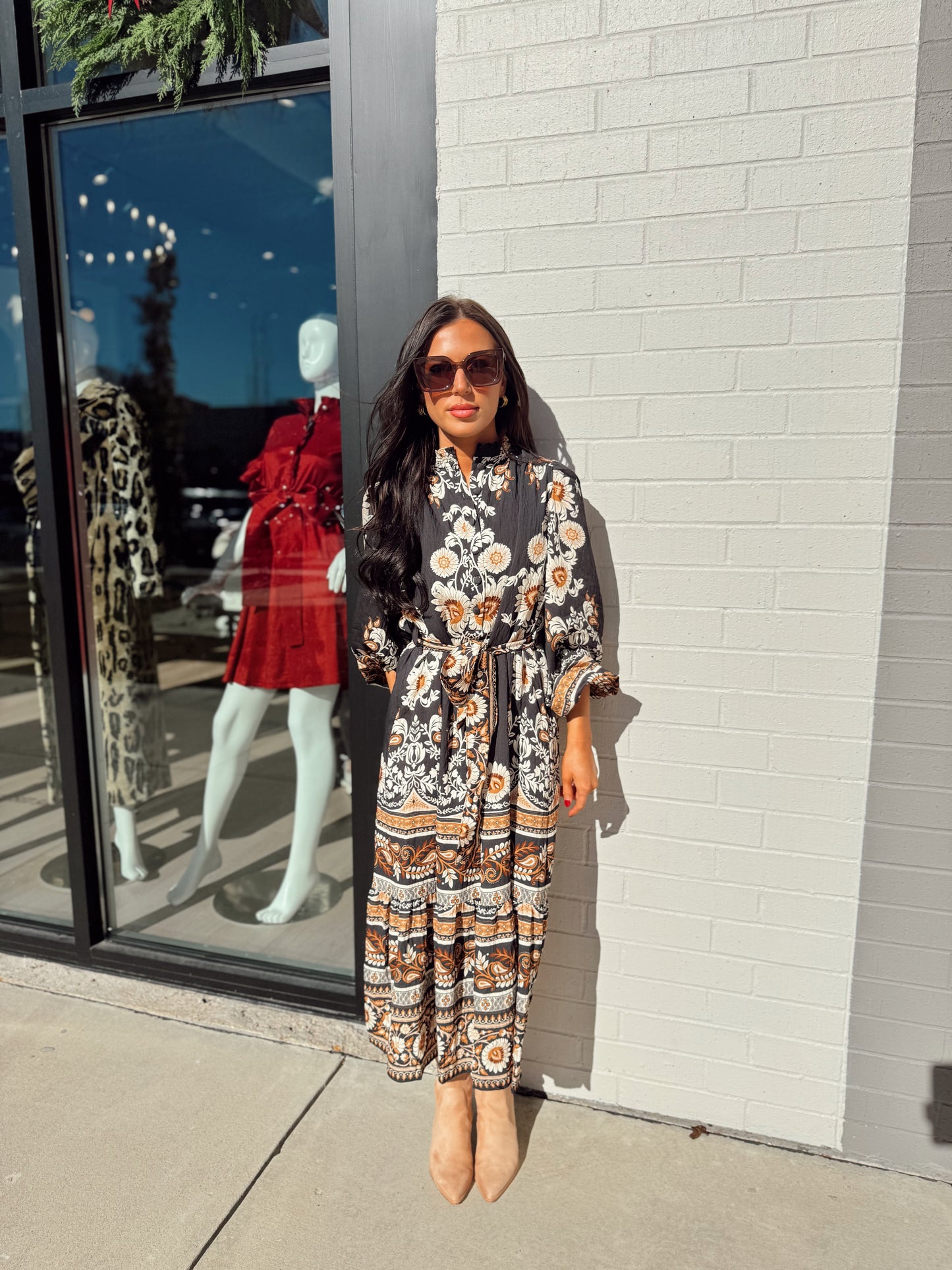 FLORAL PRINTED MIDI DRESS