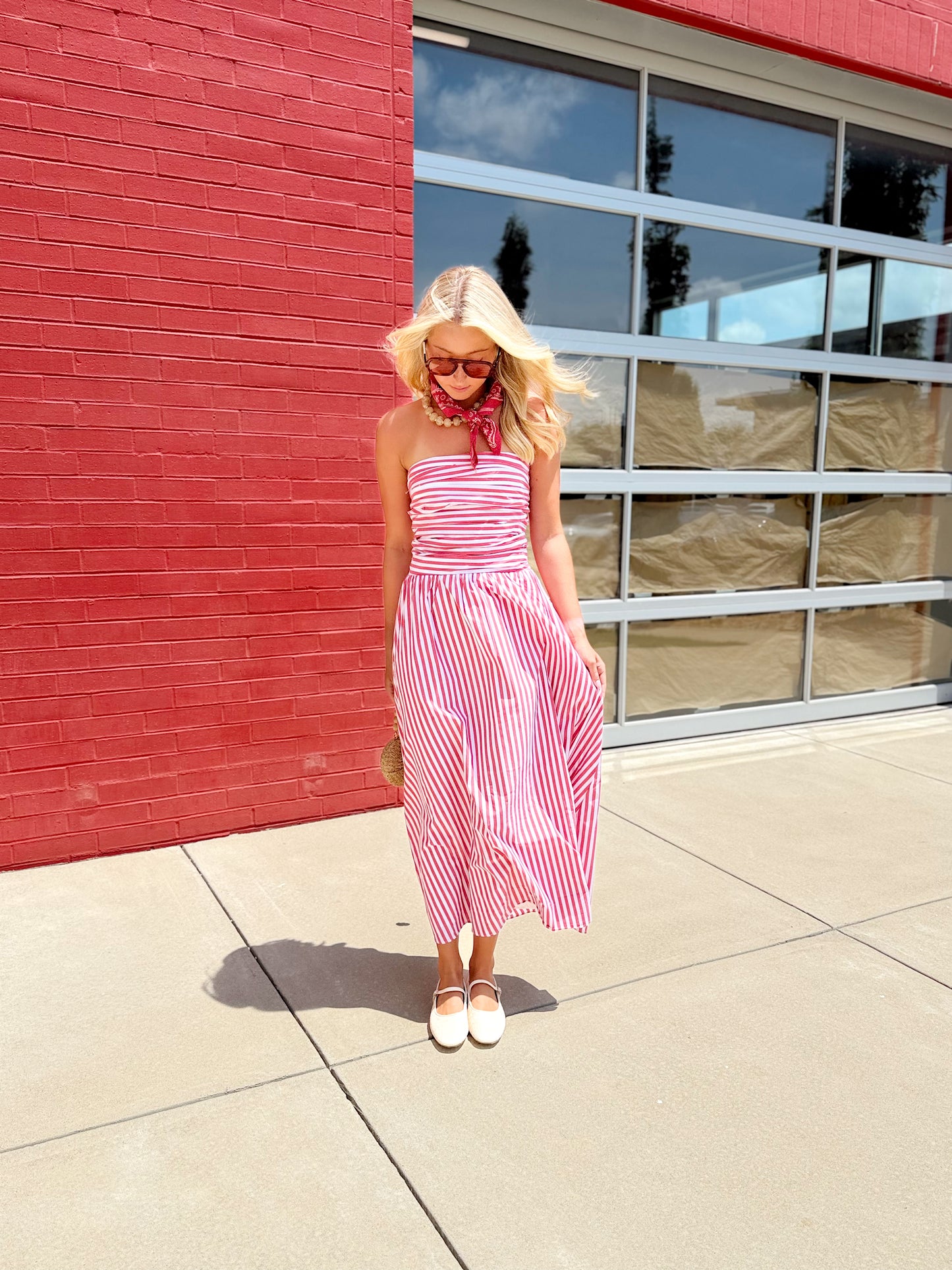 STRIPED TUBE MIDI DRESS