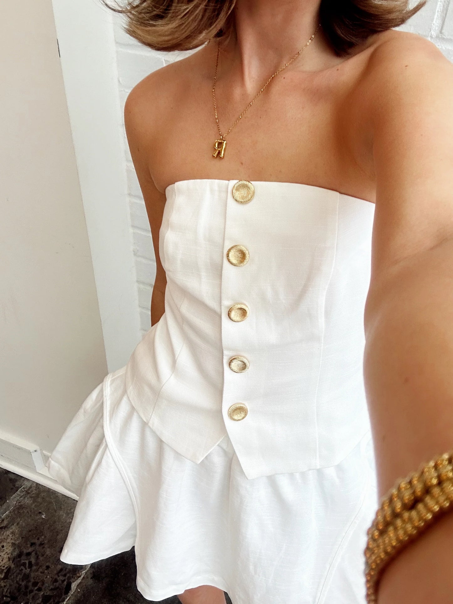 STRAPLESS LINEN TOP