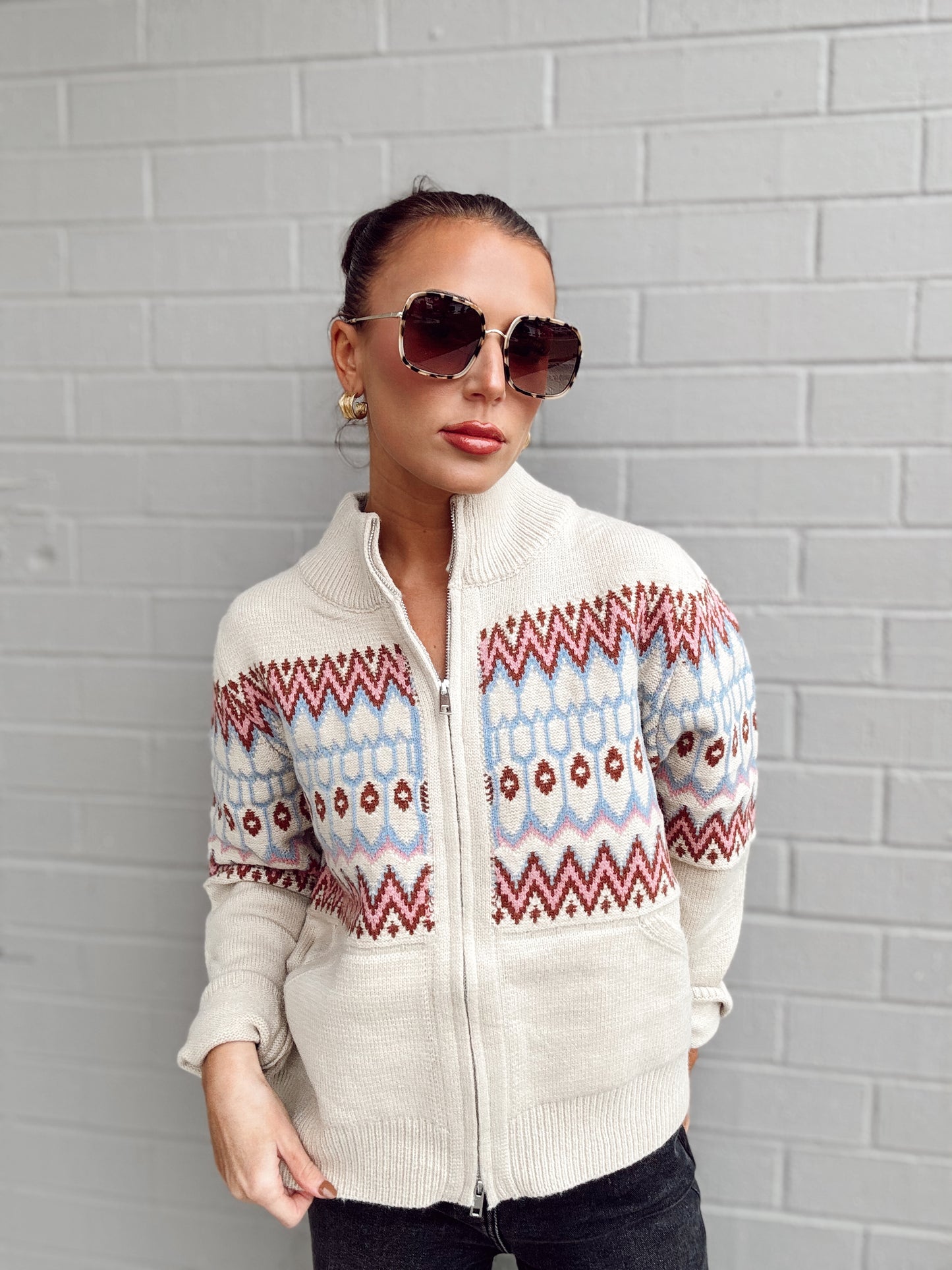 FAIR ISLE PRINTED CARDIGAN