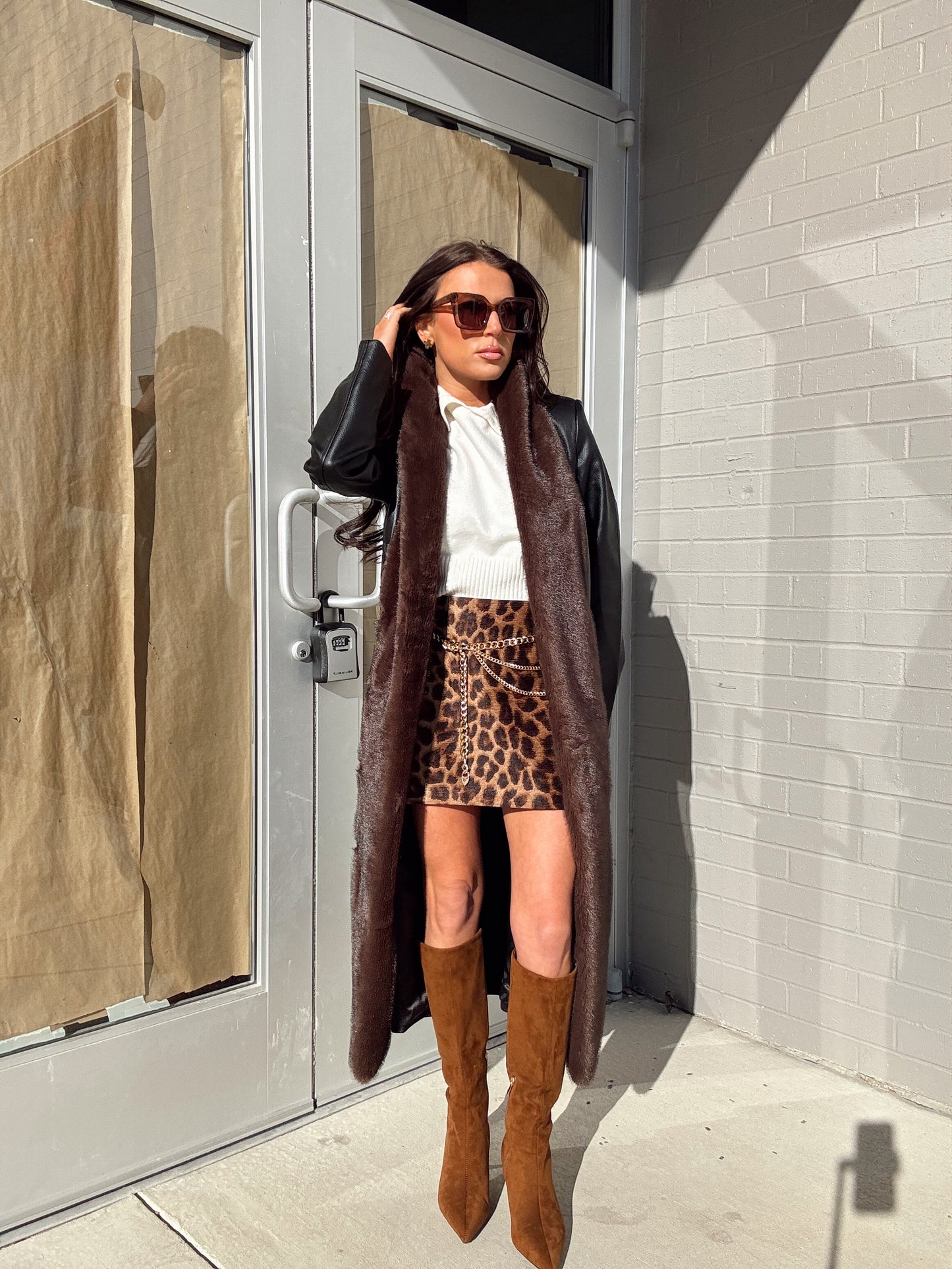 FAUX FUR LEATHER TRENCH