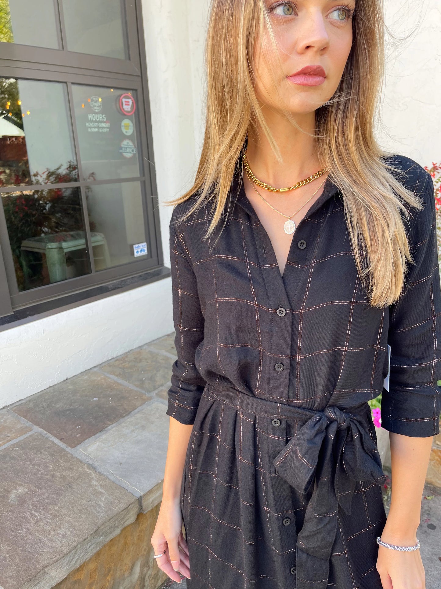 MAXI SHIRT DRESS W/ SMOCKED WAIST