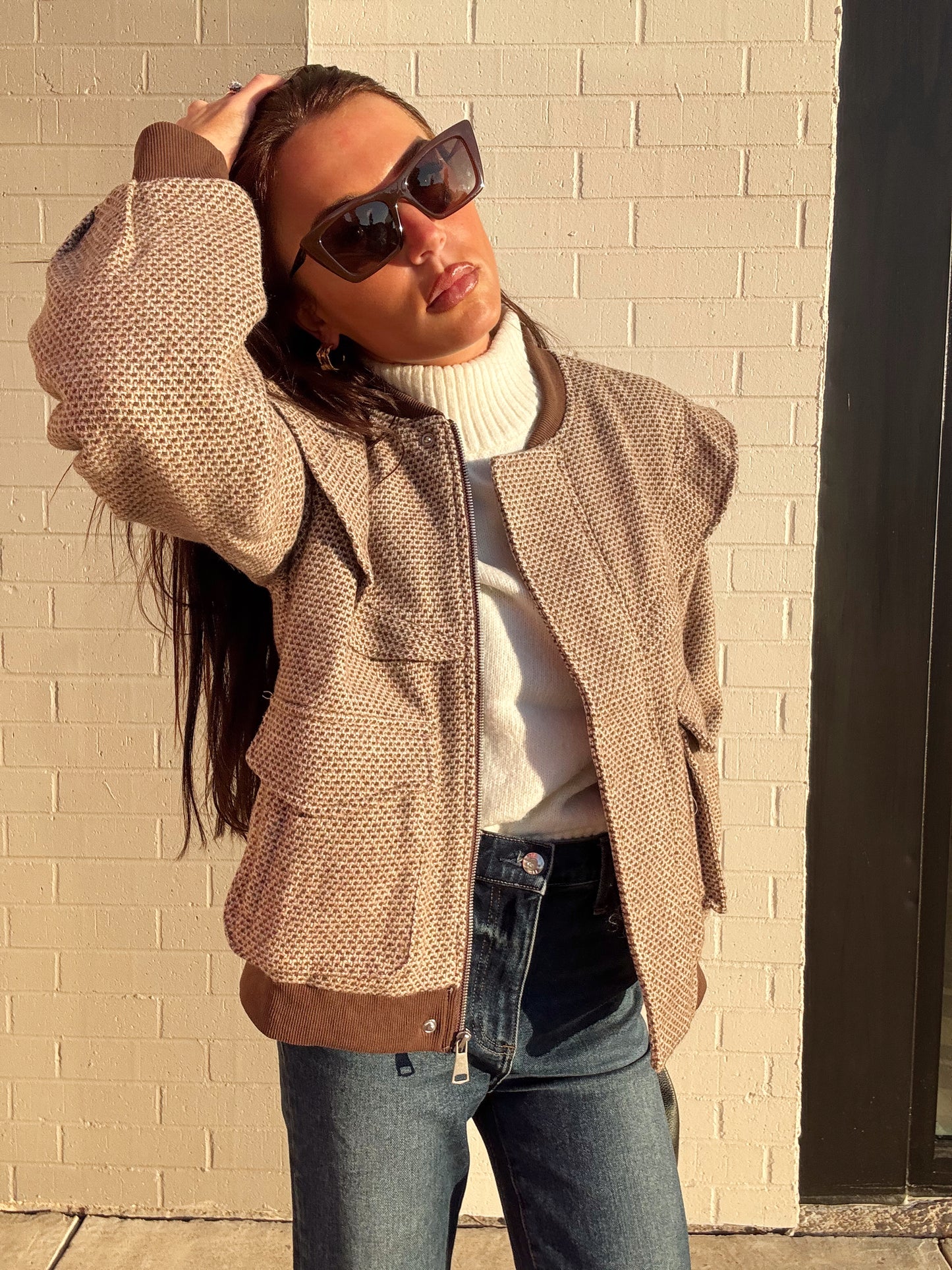 RUFFLED DETAIL BOMBER