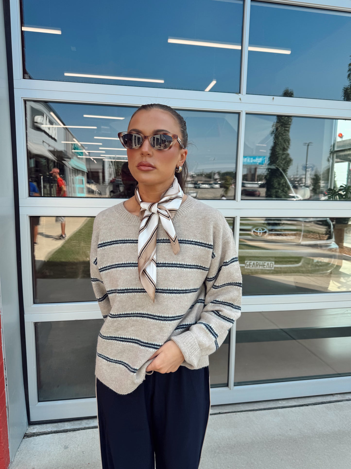 HUDSON TWO TONE STRIPED SWEATER
