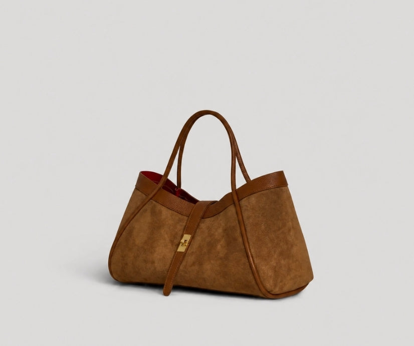 MEDIUM SUEDE BAG IN REAL LEATHER