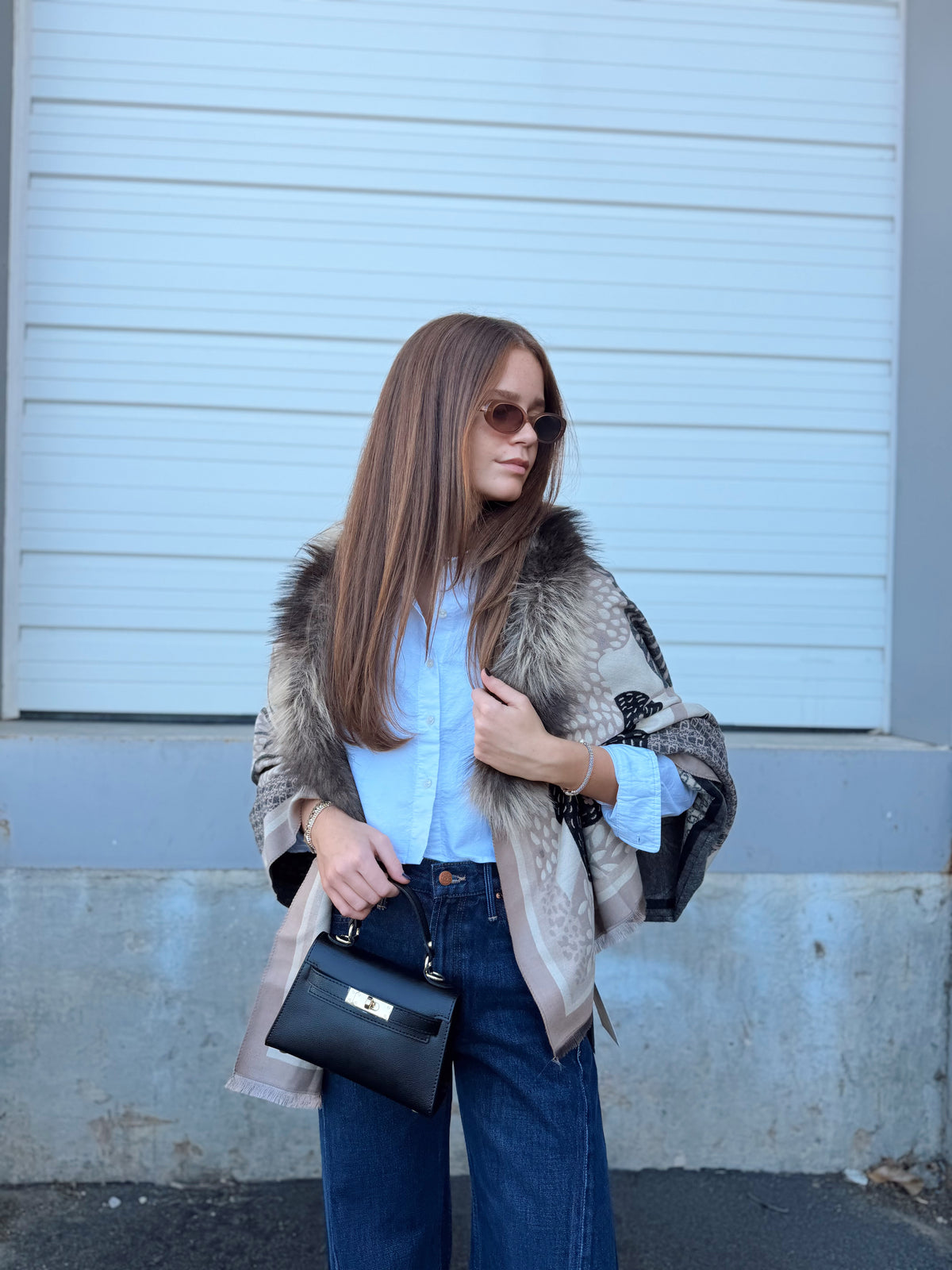 BOTANICAL FUR REVERSIBLE SCARF