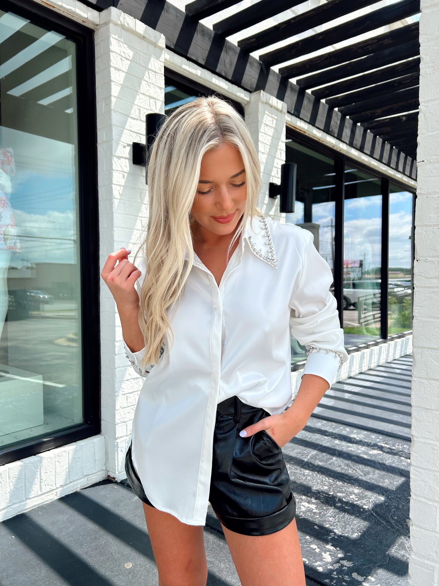 VALENTINA SATIN BUTTON DOWN