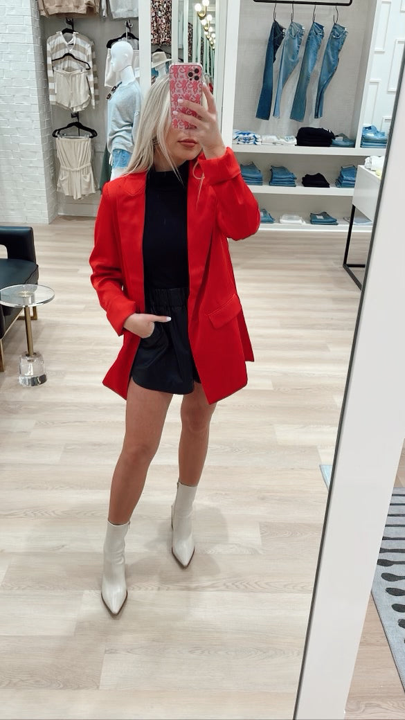 SATIN RED BLAZER