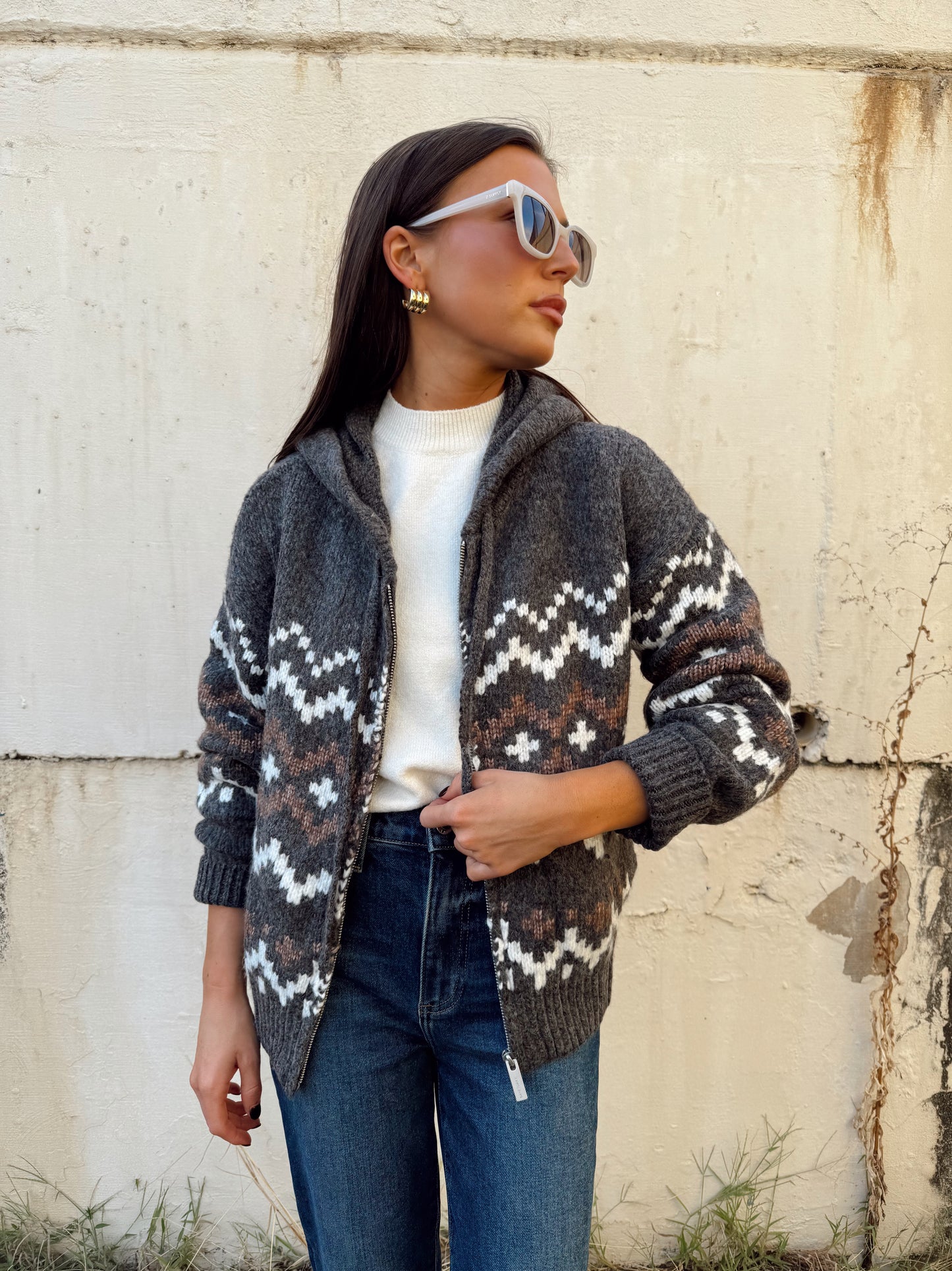 ZIP-UP FAIRISLE HOODIE