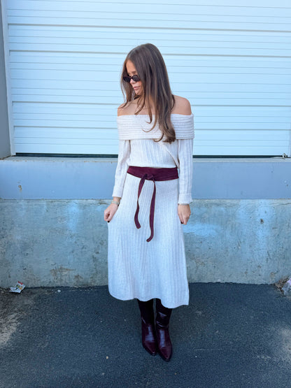 LUCIEN KNIT OFF SHOULDER RELAXED PULLOVER