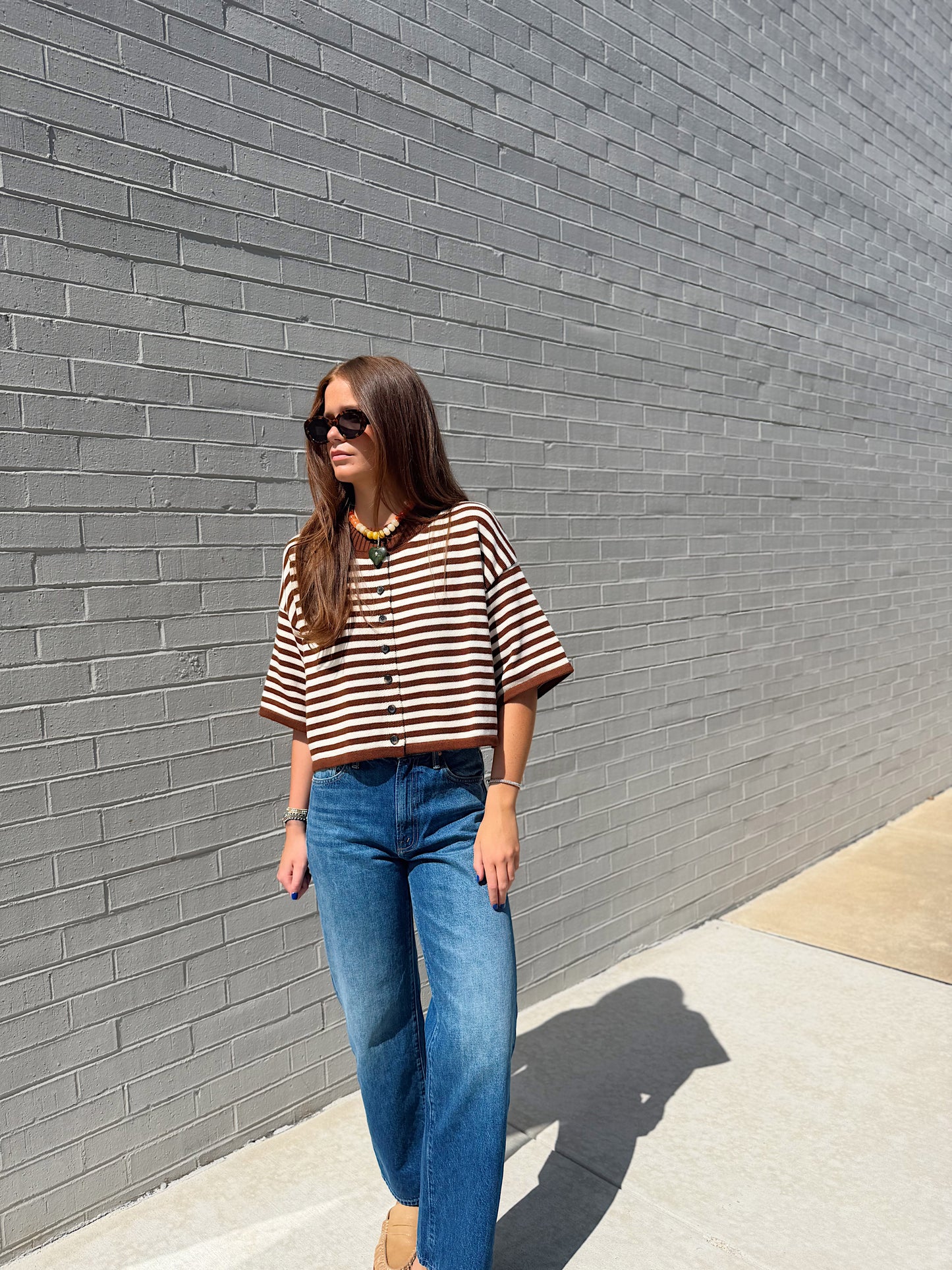 NATALIE STRIPE LOOSE KNIT TOP