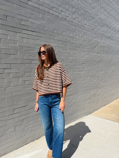 NATALIE STRIPE LOOSE KNIT TOP