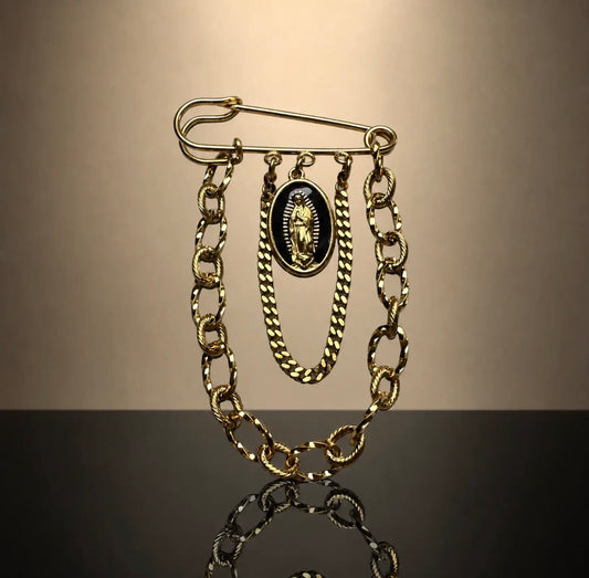 VIRGIN MARY SAFETY PIN BROOCH
