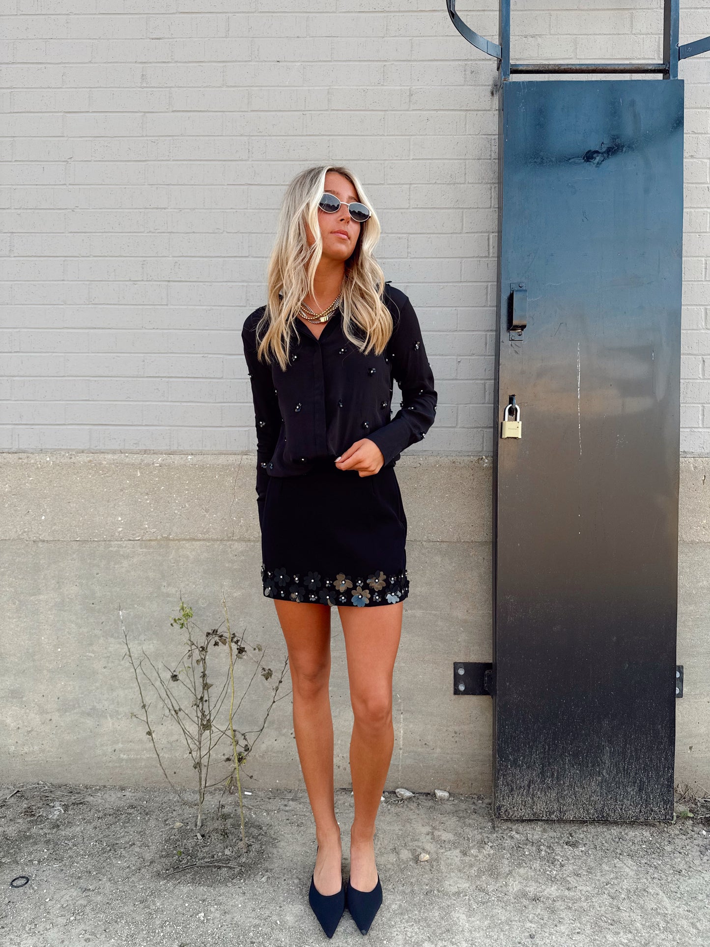 BELLA EMBROIDERED MINI SKIRT