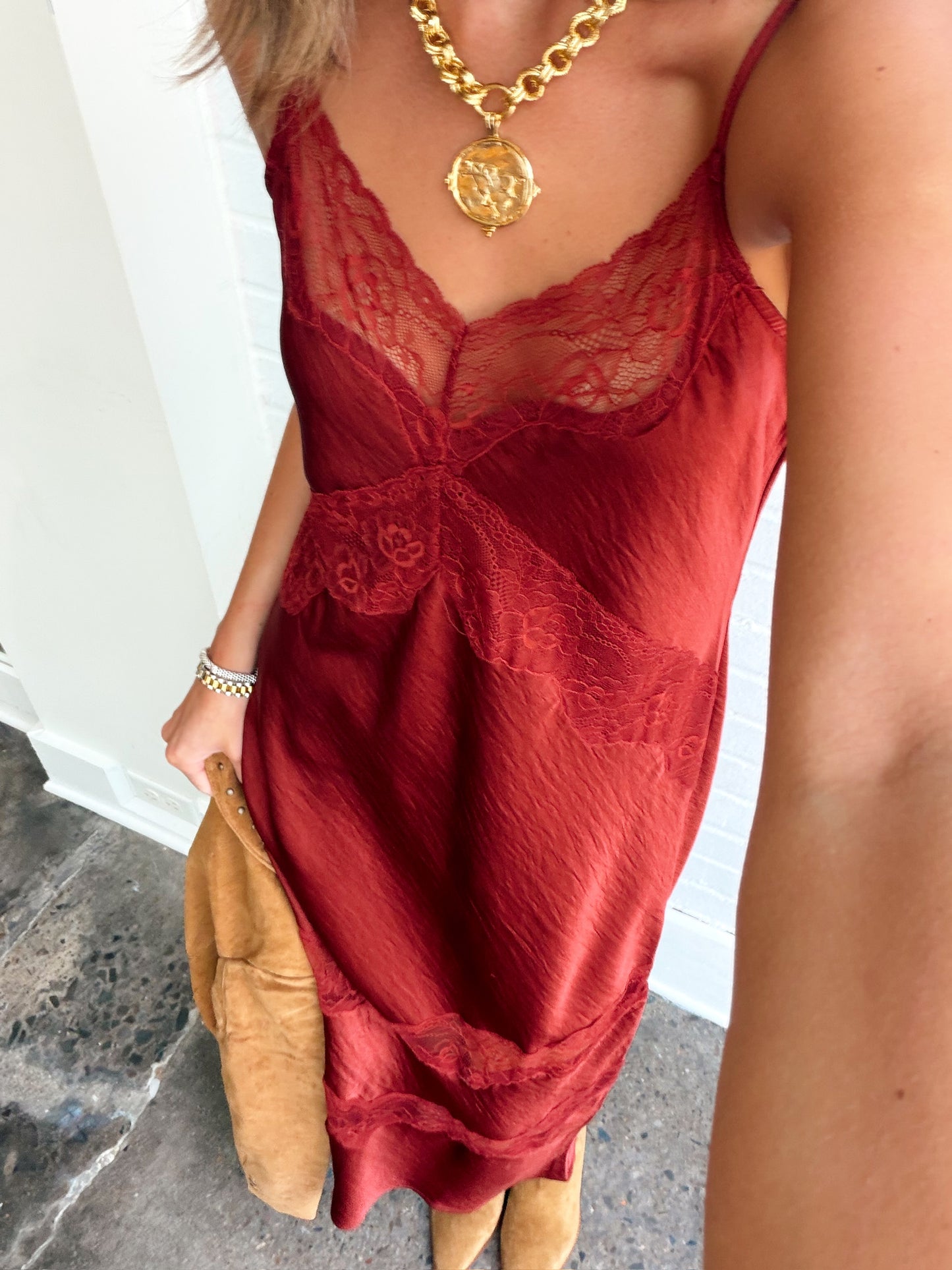 BRUNA LACR INSET MIDI DRESS