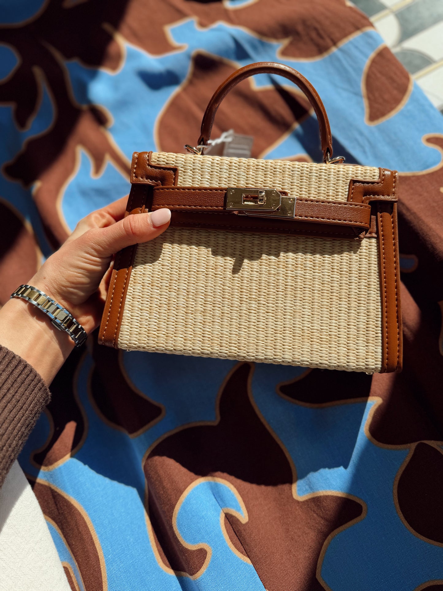 HARIETTE RAFFIA HANDLE BAG