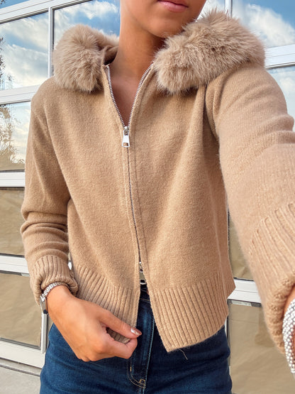 HOODED FURR ZIP UP