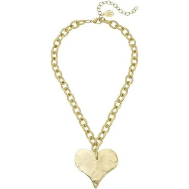 HANDCAST GOLD HEART NECKLACE