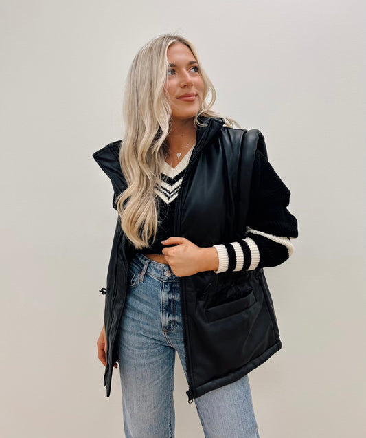 CELESTINA FAUX LEATHER VEST