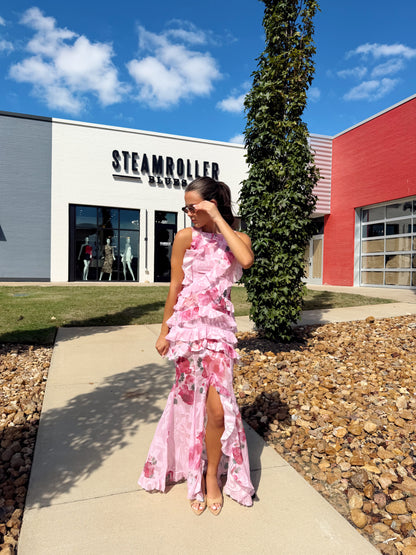 ELEANORA SLEEVELESS RUFFLE GOWN