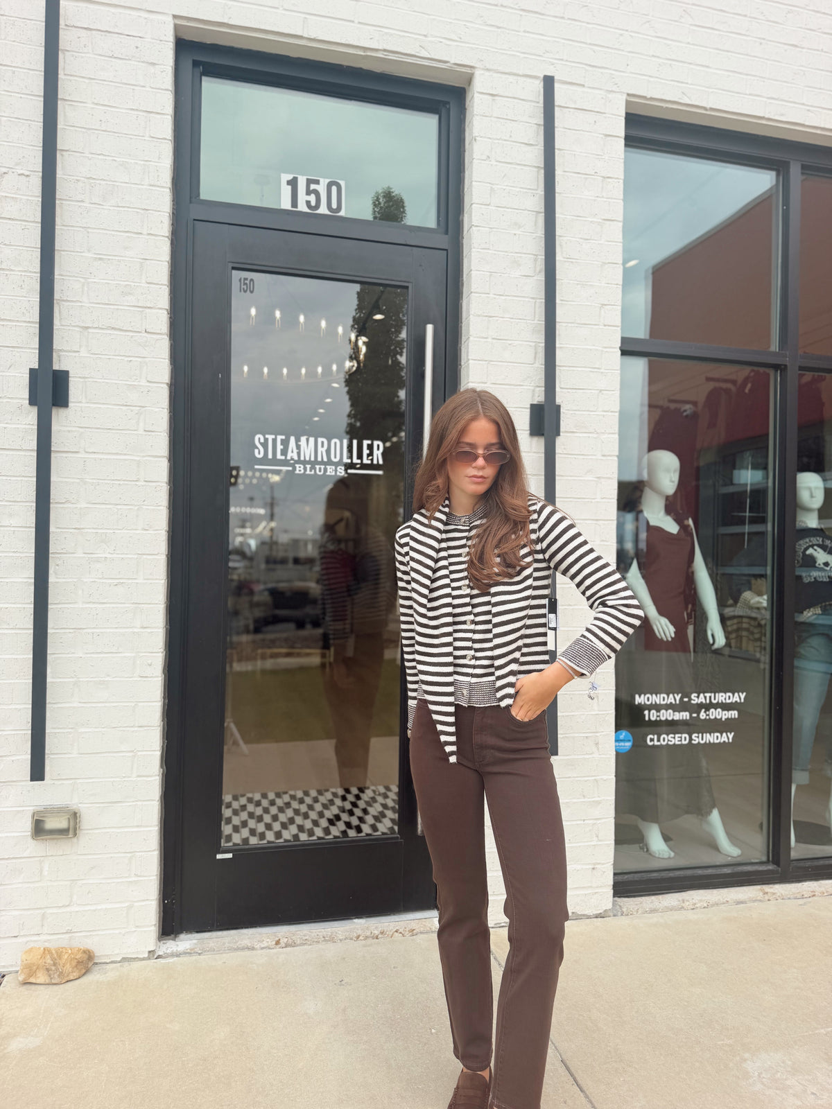 NEELA LONG SLEEVE STRIPED SWEATER
