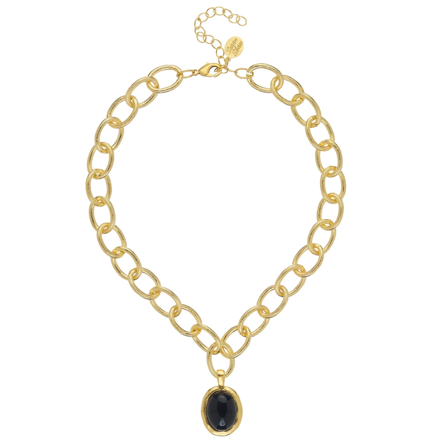 BLACK ONYX CHAIN LOOP NECKLACE