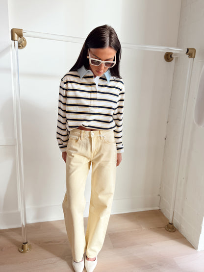 NADINE LONG SLEEVE DENIM POLO