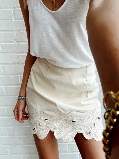 ATEENA TWILL EMBROIDERED SKIRT