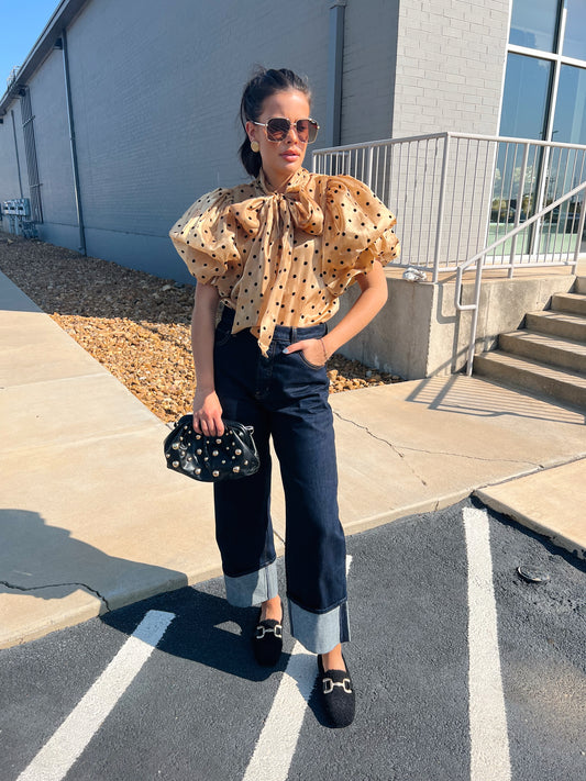 POLKA DOT PUFF SLEEVE BLOUSE