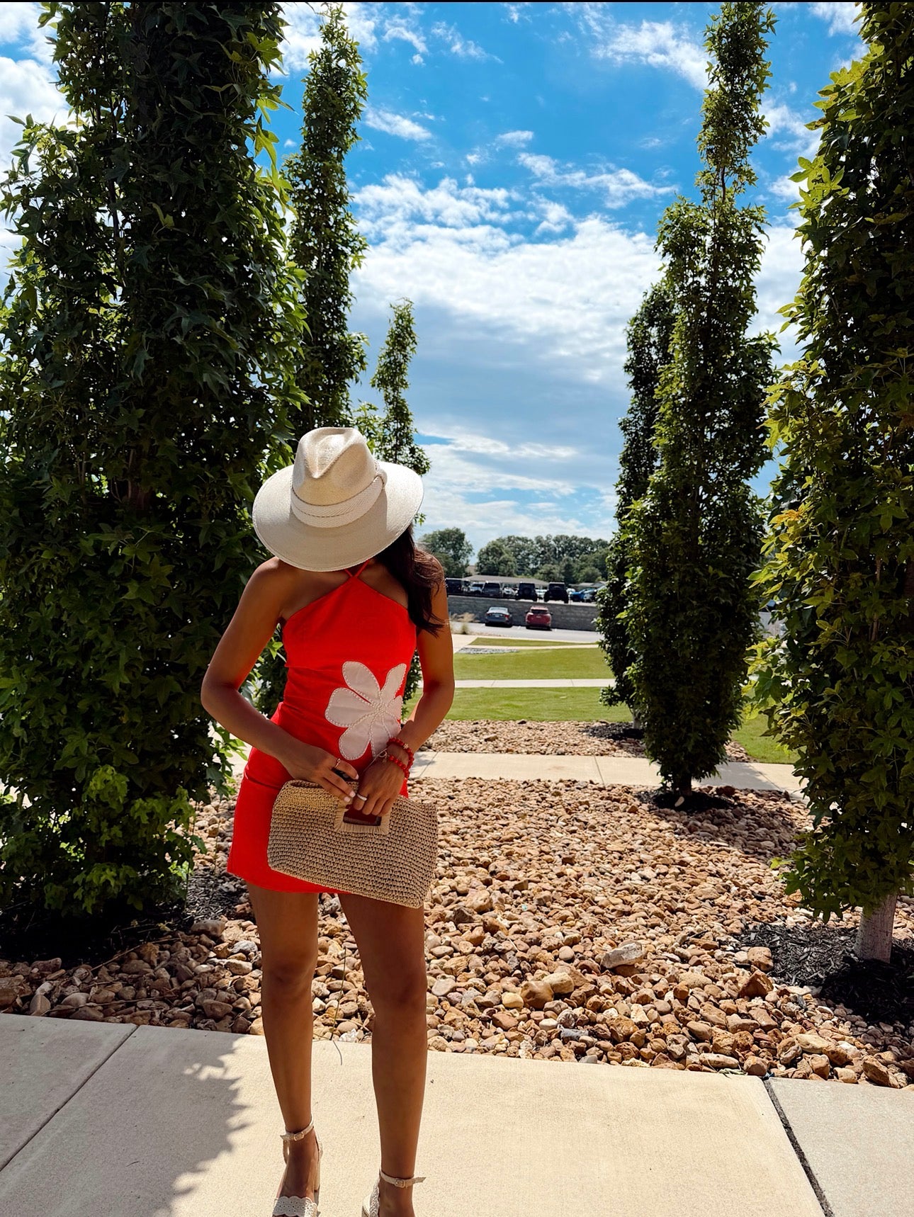 RED HALTER MINI ALINE DRESS