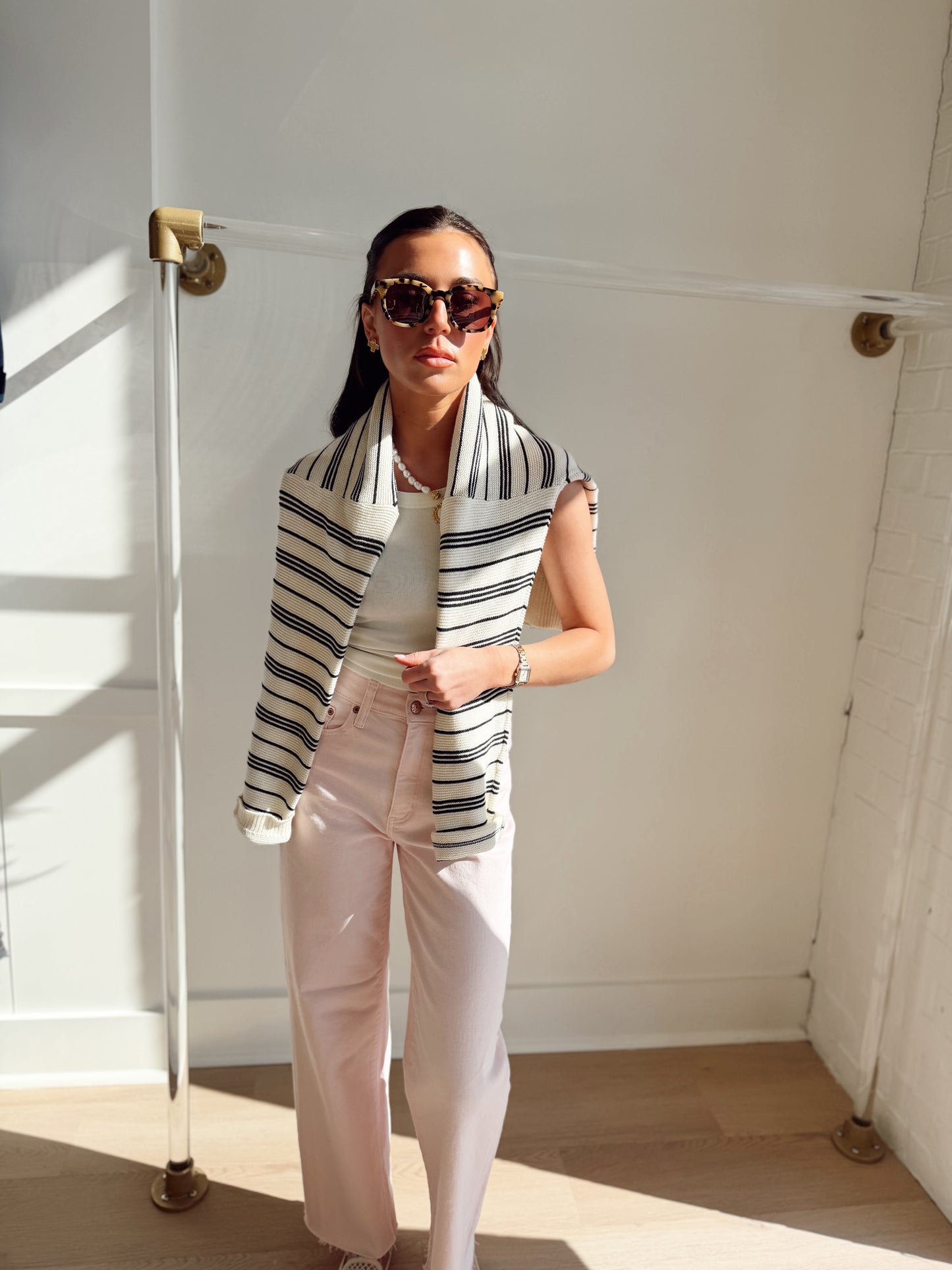 STRIPED HENLEY SWEATER