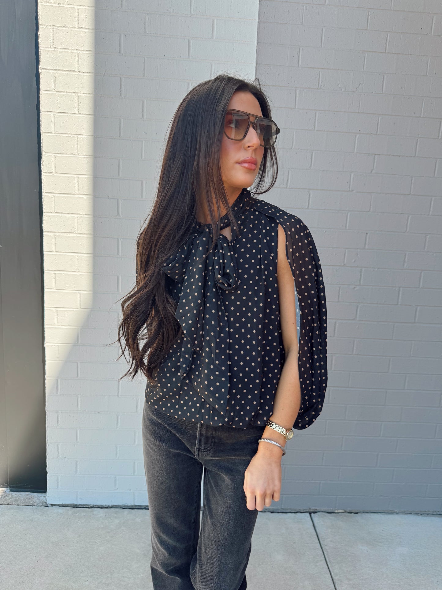 DOTTED CUTOUT BLOUSE