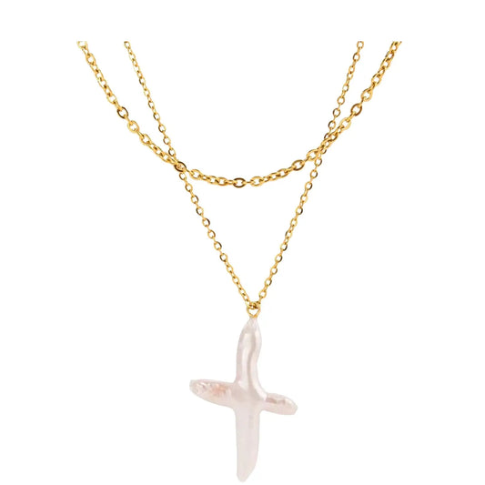 FRESHWATER PEARL CROSS NECKLACE