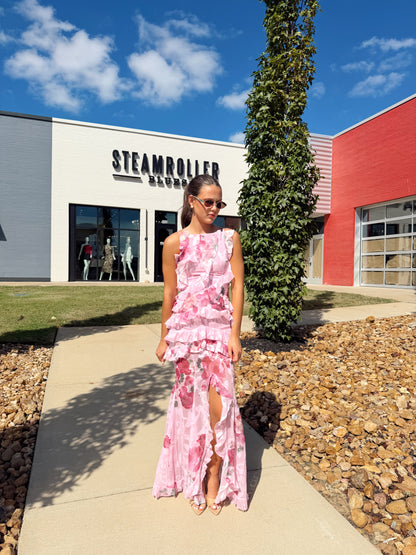 ELEANORA SLEEVELESS RUFFLE GOWN